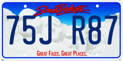 SD license plate 75JR87