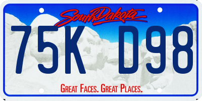 SD license plate 75KD98