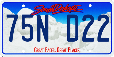 SD license plate 75ND22