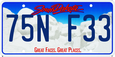 SD license plate 75NF33