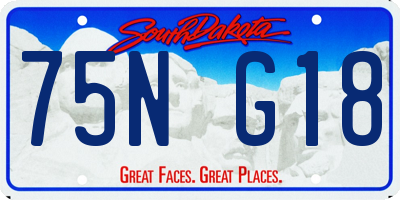 SD license plate 75NG18