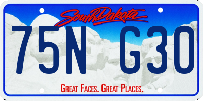 SD license plate 75NG30