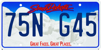 SD license plate 75NG45