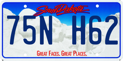 SD license plate 75NH62