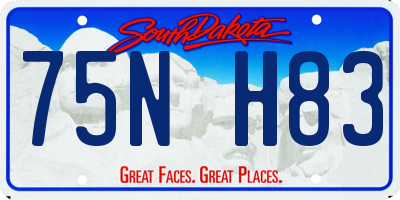 SD license plate 75NH83