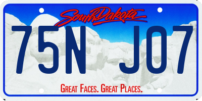 SD license plate 75NJ07