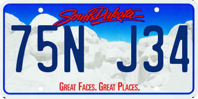 SD license plate 75NJ34