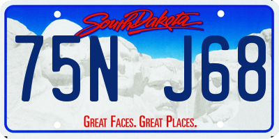 SD license plate 75NJ68