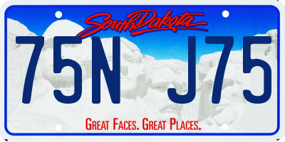 SD license plate 75NJ75