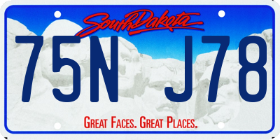 SD license plate 75NJ78