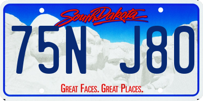 SD license plate 75NJ80