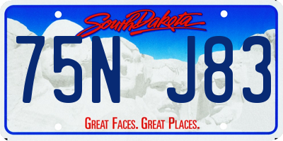 SD license plate 75NJ83