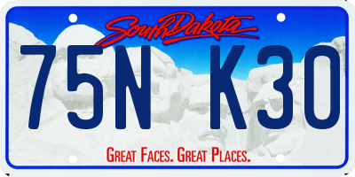 SD license plate 75NK30