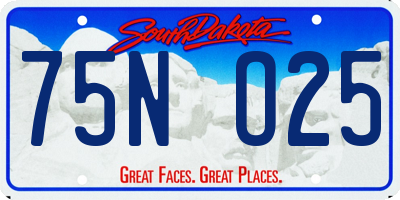 SD license plate 75NO25