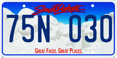 SD license plate 75NO30