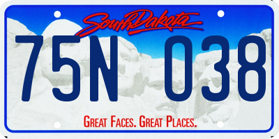 SD license plate 75NO38