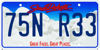 SD license plate 75NR33