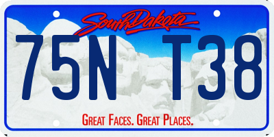 SD license plate 75NT38
