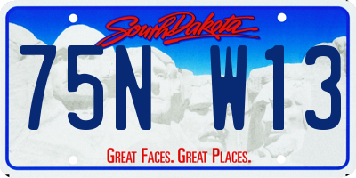 SD license plate 75NW13