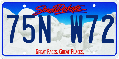 SD license plate 75NW72