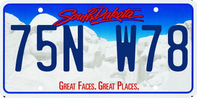 SD license plate 75NW78