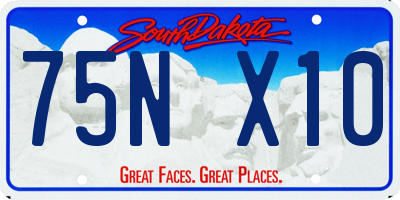 SD license plate 75NX10