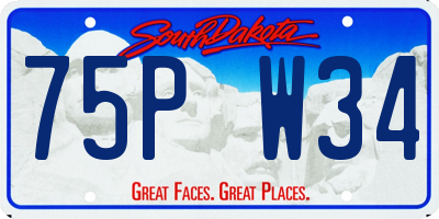 SD license plate 75PW34