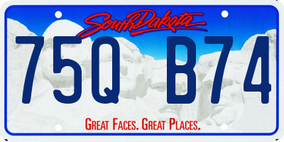 SD license plate 75QB74