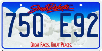 SD license plate 75QE92