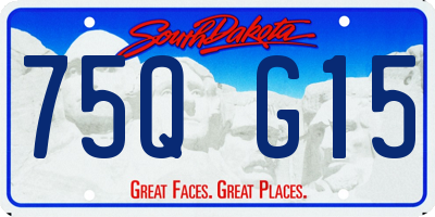 SD license plate 75QG15