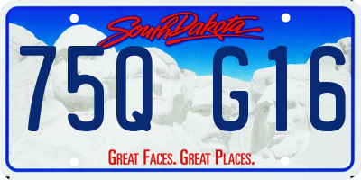 SD license plate 75QG16
