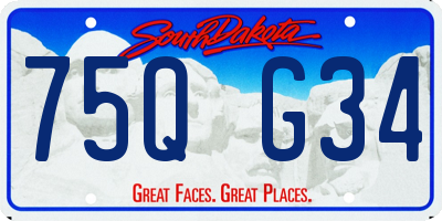 SD license plate 75QG34