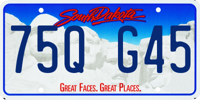 SD license plate 75QG45