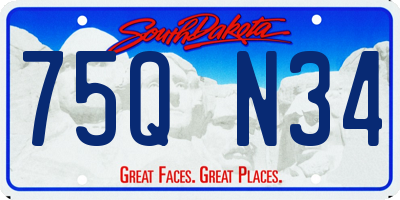 SD license plate 75QN34