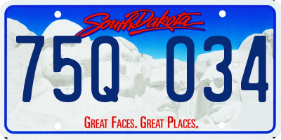 SD license plate 75QO34