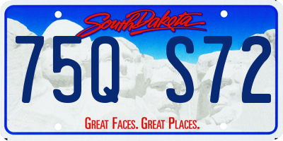 SD license plate 75QS72