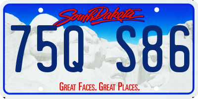 SD license plate 75QS86