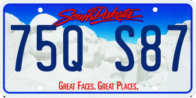 SD license plate 75QS87