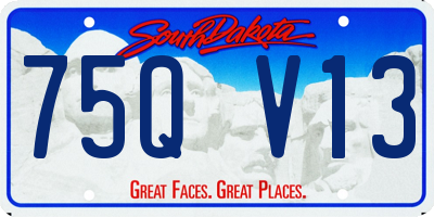 SD license plate 75QV13