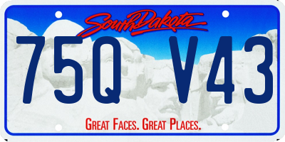 SD license plate 75QV43