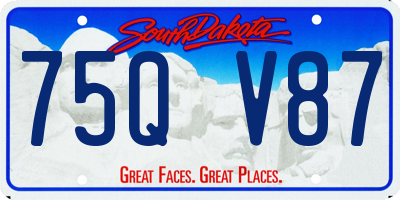 SD license plate 75QV87
