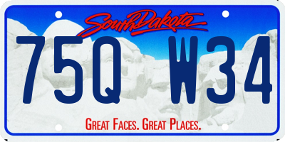 SD license plate 75QW34