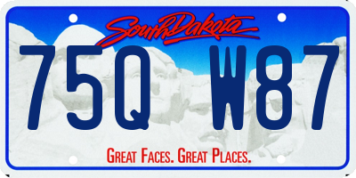 SD license plate 75QW87