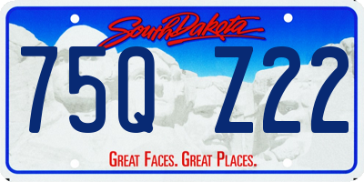 SD license plate 75QZ22