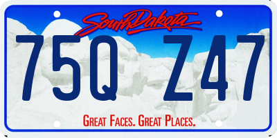 SD license plate 75QZ47