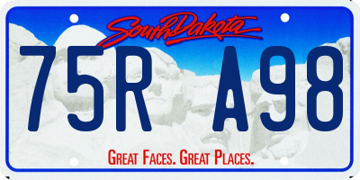 SD license plate 75RA98