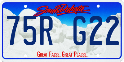 SD license plate 75RG22