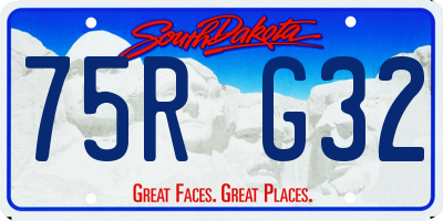 SD license plate 75RG32