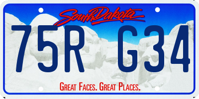 SD license plate 75RG34