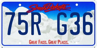 SD license plate 75RG36